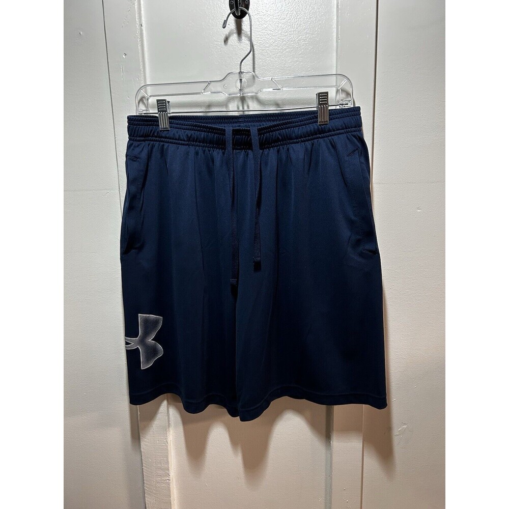 Mens Under Armour Navy Blue Athletic Basketball Shorts Loose Fit Size Large